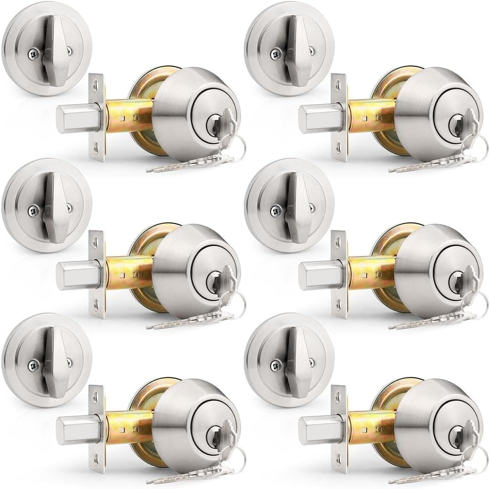 Probrico 6 Pack Brushed Nickel Deadbolts for Home Security