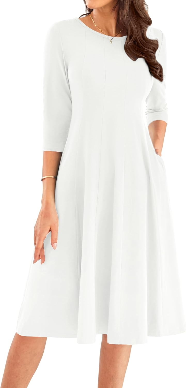 Trendy A-Line Midi Dress with Pockets for Every Occasion