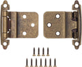 3/8 in Inset Cabinet Hinges 30 Pack - Self-Closing Antique Brass