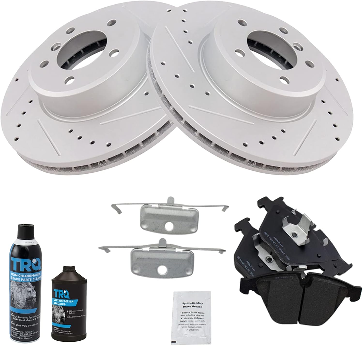 TRQ Front Brake Pad & Rotor Kit for 04-10 BMW Performance
