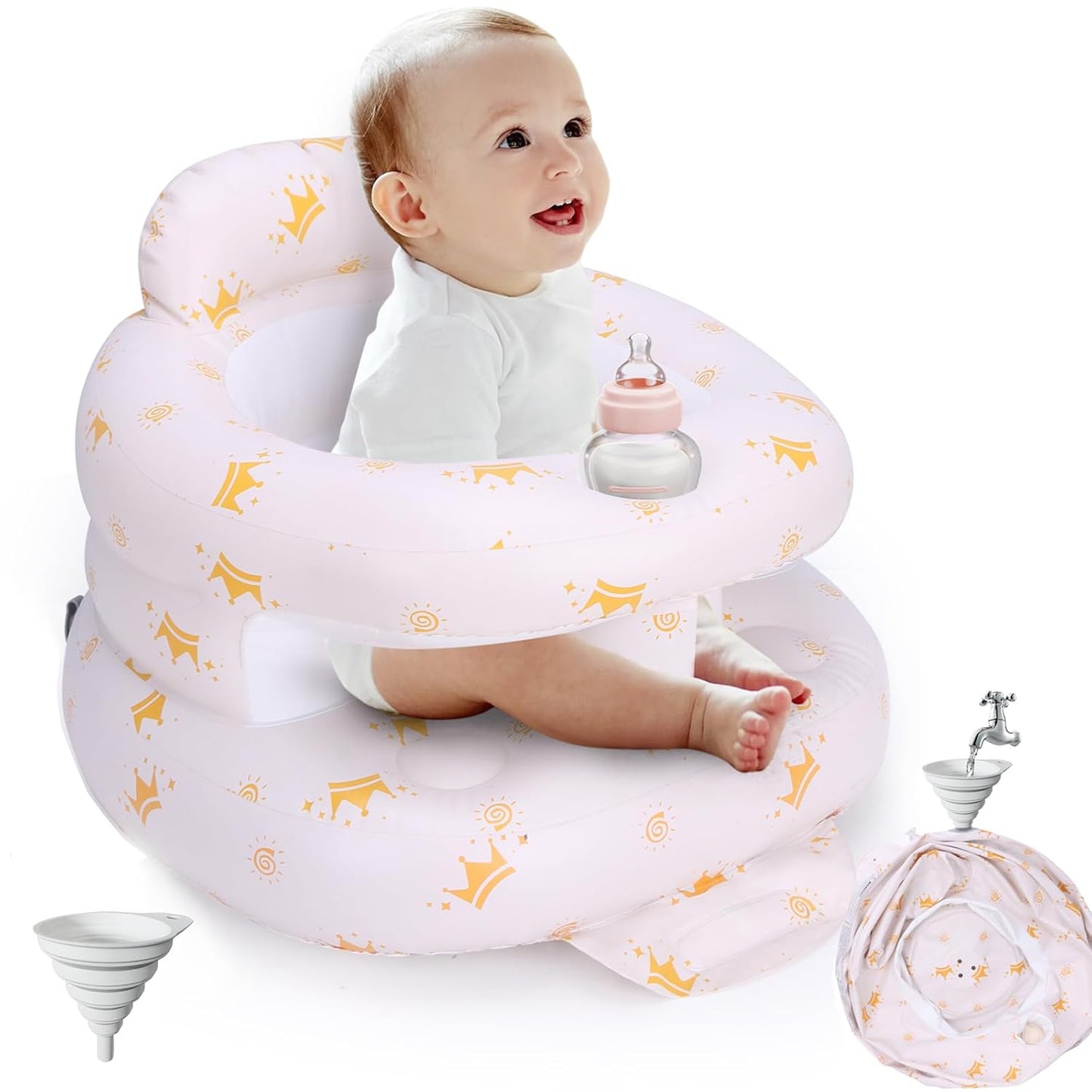 Upgrade Inflatable Baby Seat with Full Enclosure & Built-in Pump