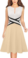 VFSHOW Womens Elegant Front Zipper Slim A-Line Dress - Office to Party