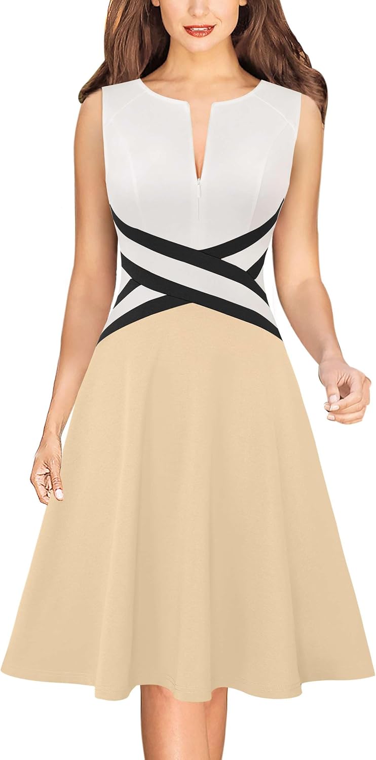 Elegant Front Zipper Slim A-Line Dress for Office and Parties