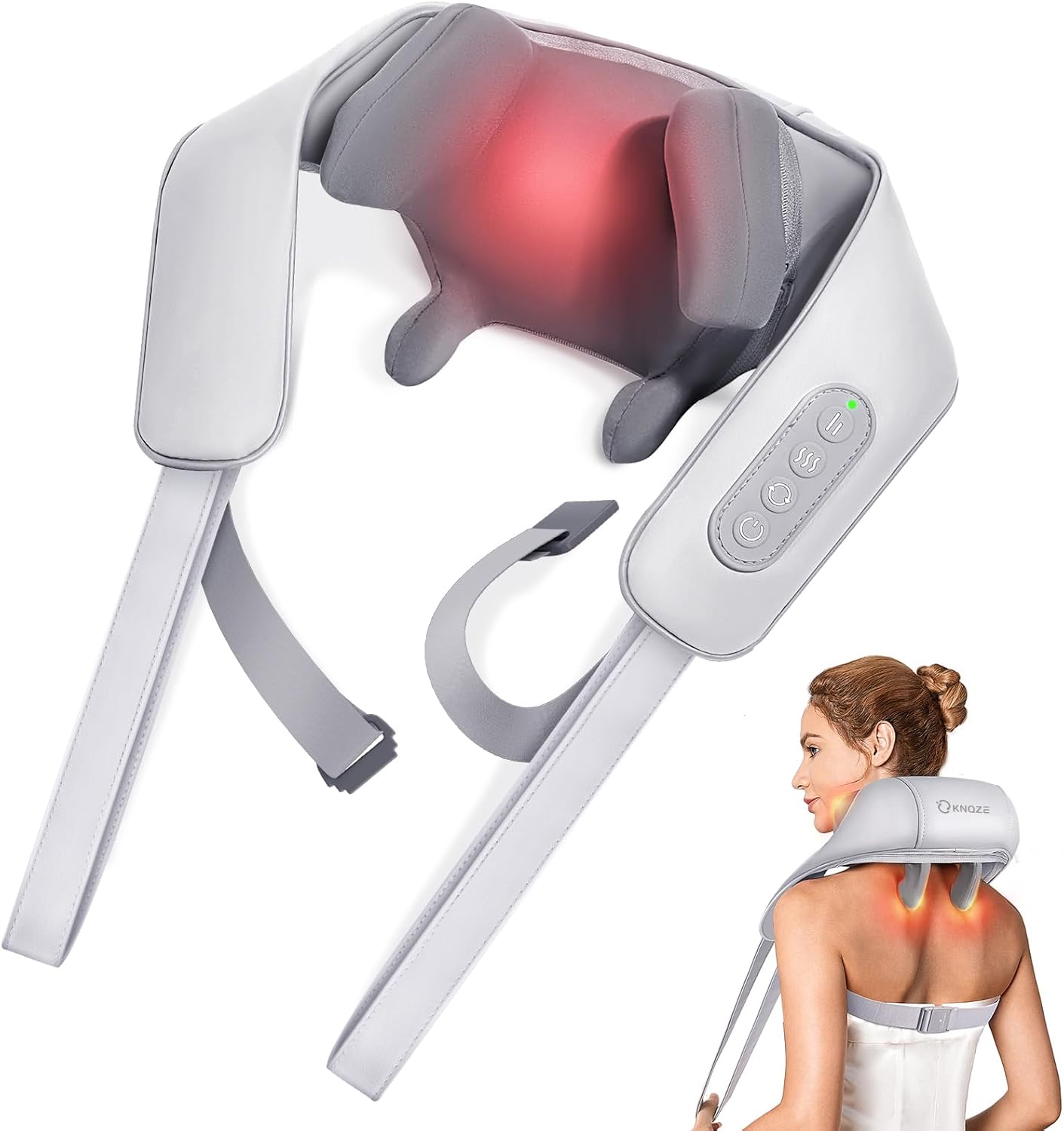 4D Deep Neck Massager for Pain Relief with Heat & Cordless Design