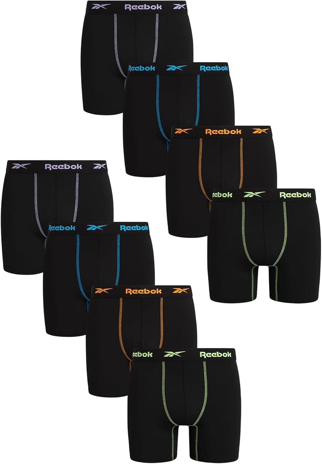 Reebok Mens Boxer Briefs - 8 Pack Performance Stretch Underwear