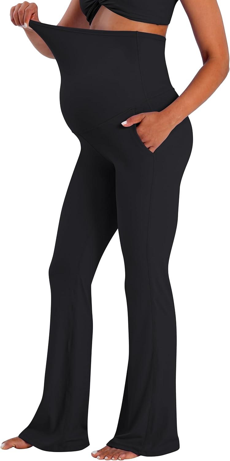 Sunzel Maternity Flare Leggings with Pockets for Comfort