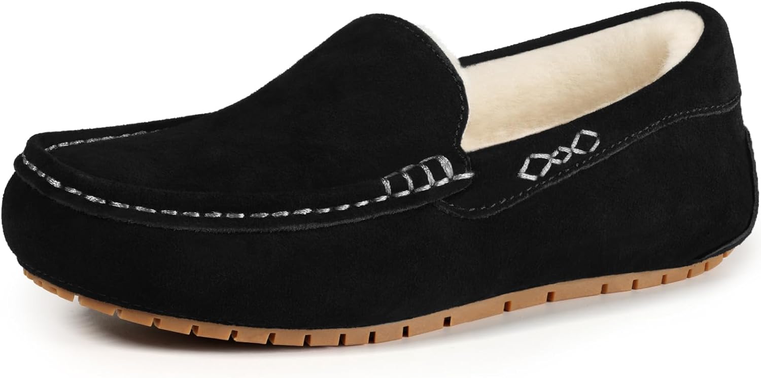 KIDMI Women's Genuine Suede Moccasin Slippers for Cozy Comfort