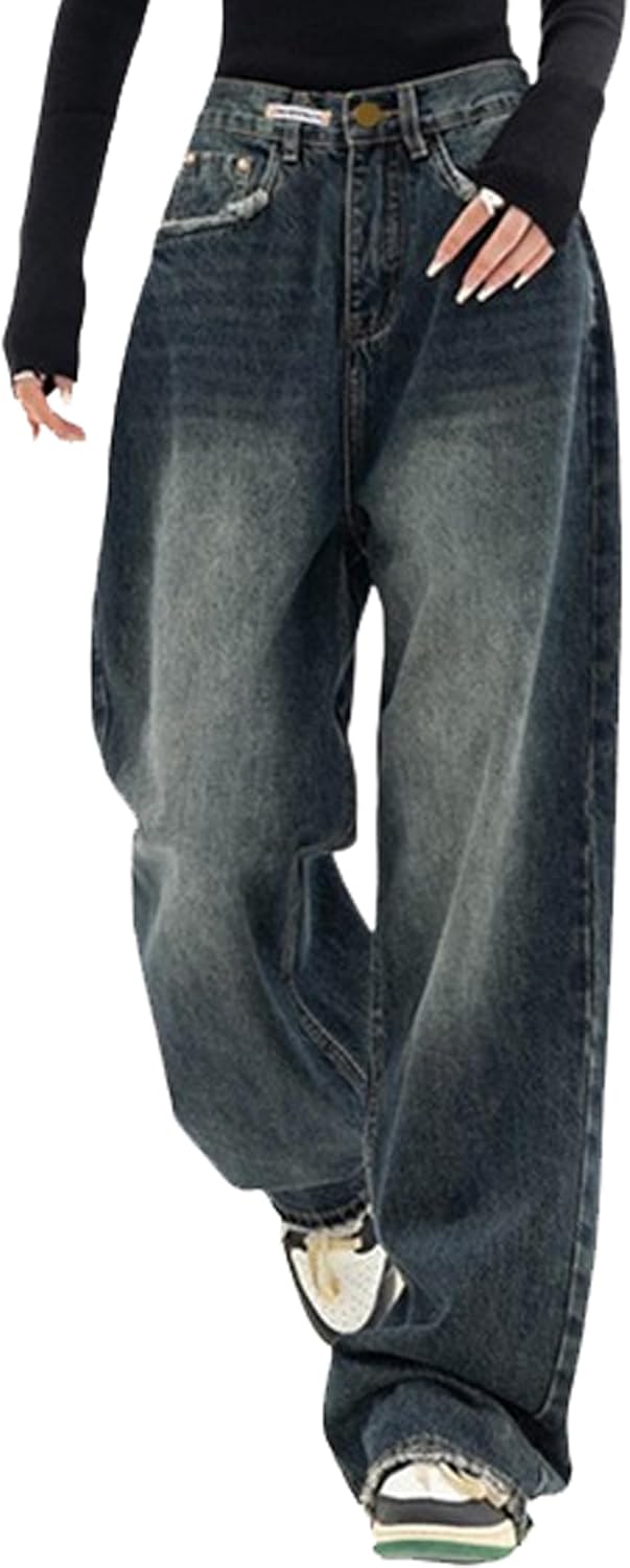 EMMIOL Wide Leg Baggy Jeans for Women - Vintage Y2K Style