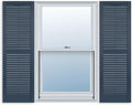 Exterior Louver Vinyl Shutter, Bedford Blue Pair 15 in x 51 in