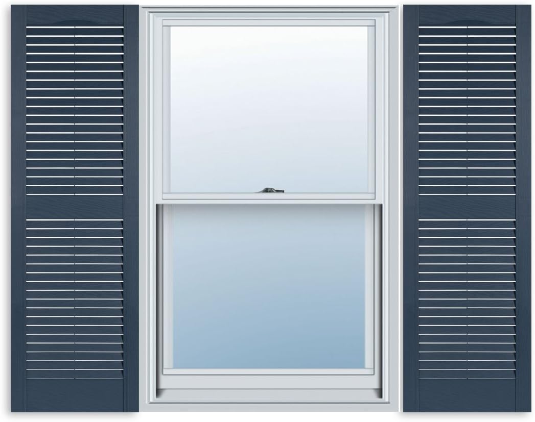 Exterior Solutions Standard Louver Vinyl Shutter in Bedford Blue