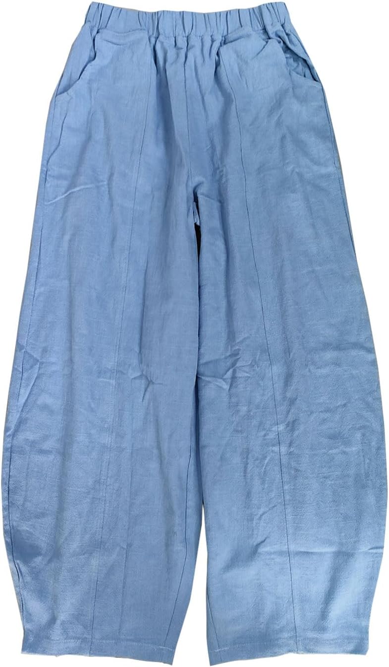 IXIMO Women's Casual Cotton Linen Baggy Pants for Relaxed Style