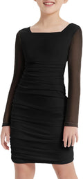 EXARUS Girls Formal Long Sleeve Spaghetti Strap Bodycon Dress - Teen