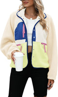 Yanekop Womens Fleece Jacket Fuzzy Sherpa Button-Down - Cozy Layering