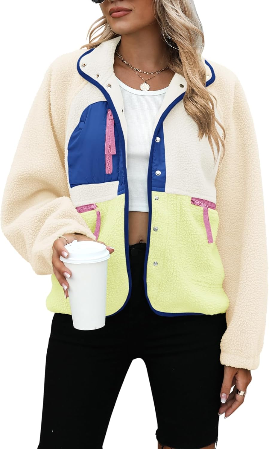 Yanekop Womens Fleece Jacket - Cozy Sherpa Winter Outerwear