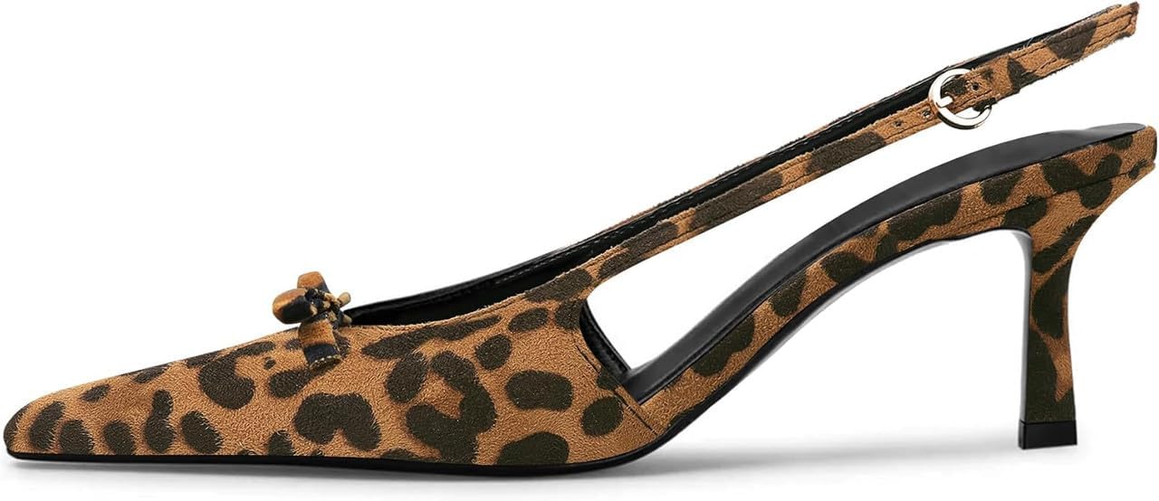 MAVMAX Slingback Heels for Women with Bow Pointed Toe Design