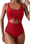 Women's One Piece Tummy Control Swimsuit with Cutout Tie - Slimming