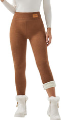 Women Sherpa Lined Leggings - High Waist Thermal Fleece Pants
