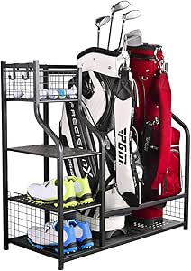 SNAIL Golf Bag Garage Storage Organizer for 2 Golf Bags and Gear