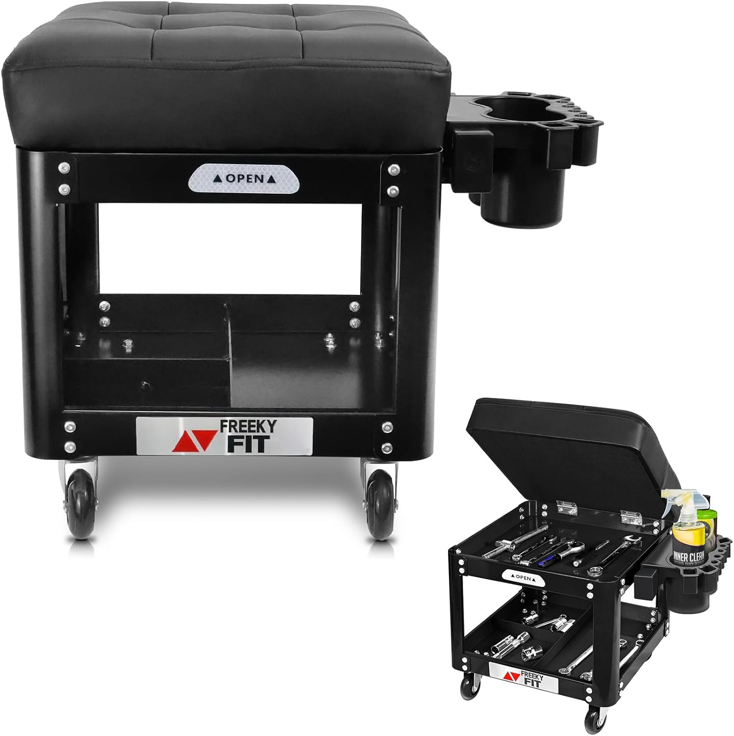Rolling Creeper Garage Shop Seat with Tool Tray Storage