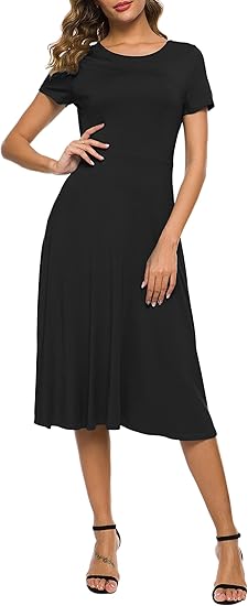 Urban CoCo Women's Floral Print Short Sleeve Flared Midi Dress Review