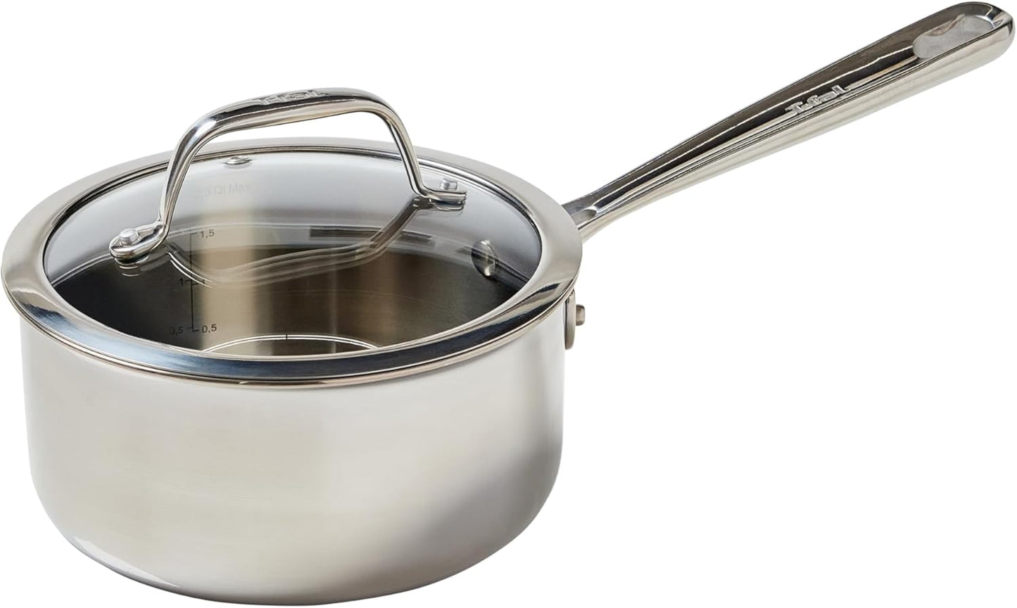 T-fal Pro Tri-Ply Stainless Steel Sauce Pan for Everyday Cooking