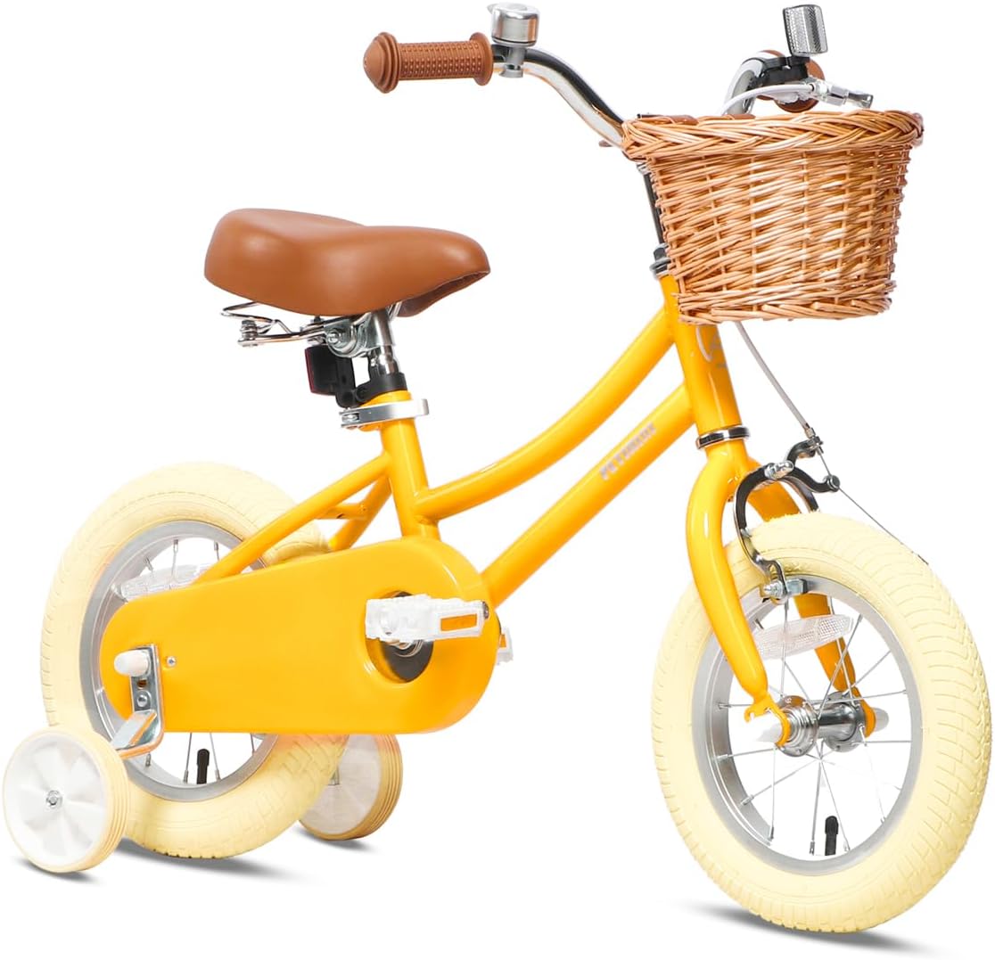 Petimini Girls Bike with Basket for Kids 2-12 Years Old