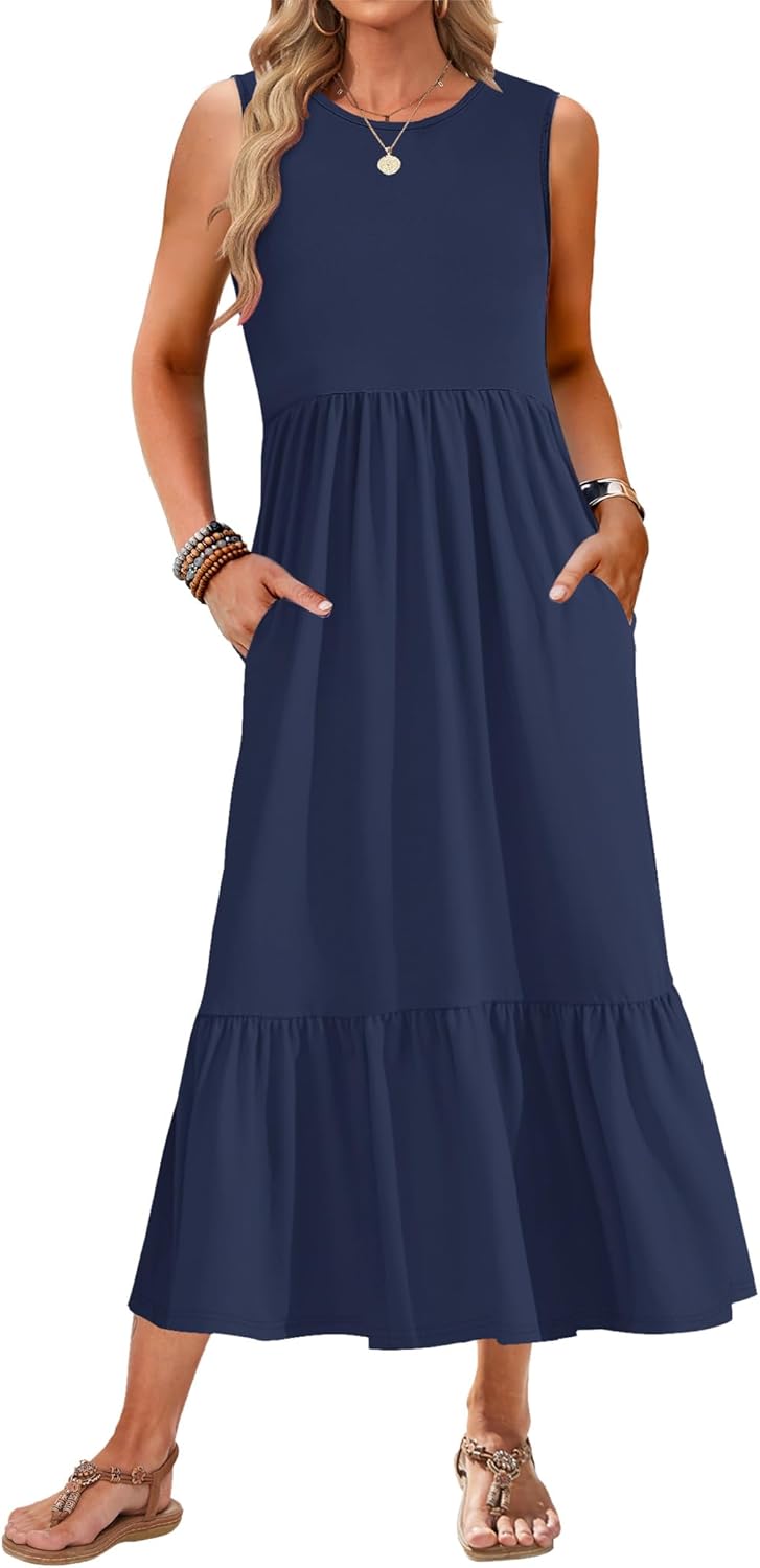 AUSELILY Womens Summer Dresses 2025 Casual Flowy Maxi Dress