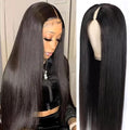Straight V Part Human Hair Wig 18in - Glueless Full Head, Natural Look