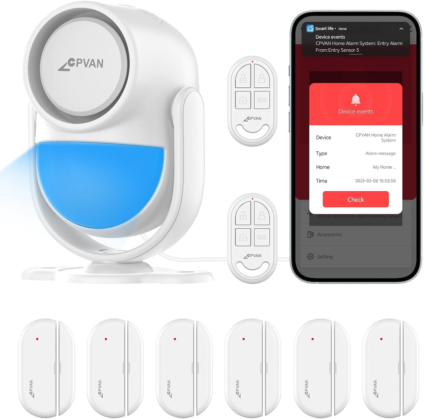CPVAN Home Alarm System with PIR Motion Sensor for Security
