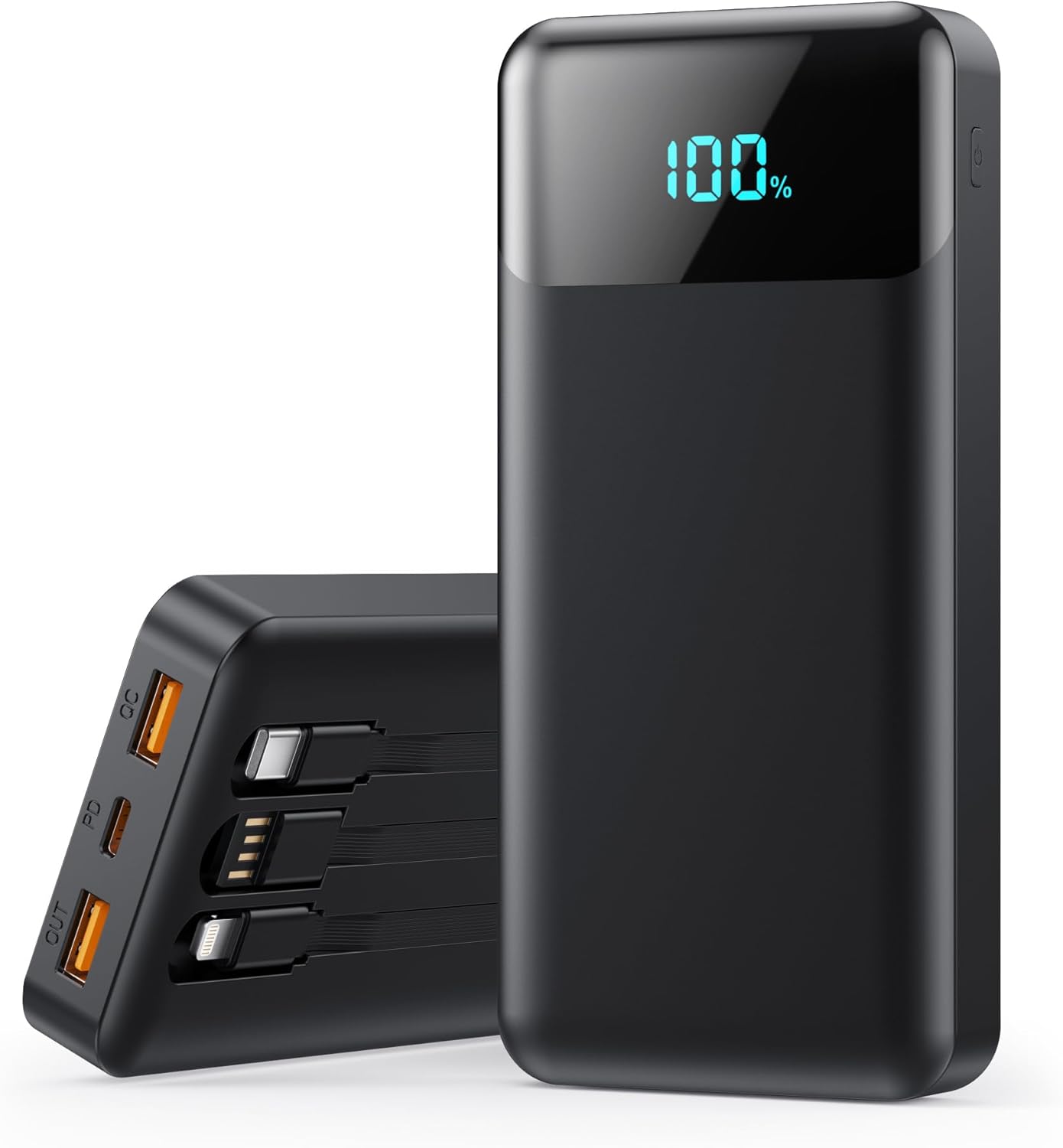 40800mAh Power Bank with 3 Built-in Cables - Fast Charging on the Go!