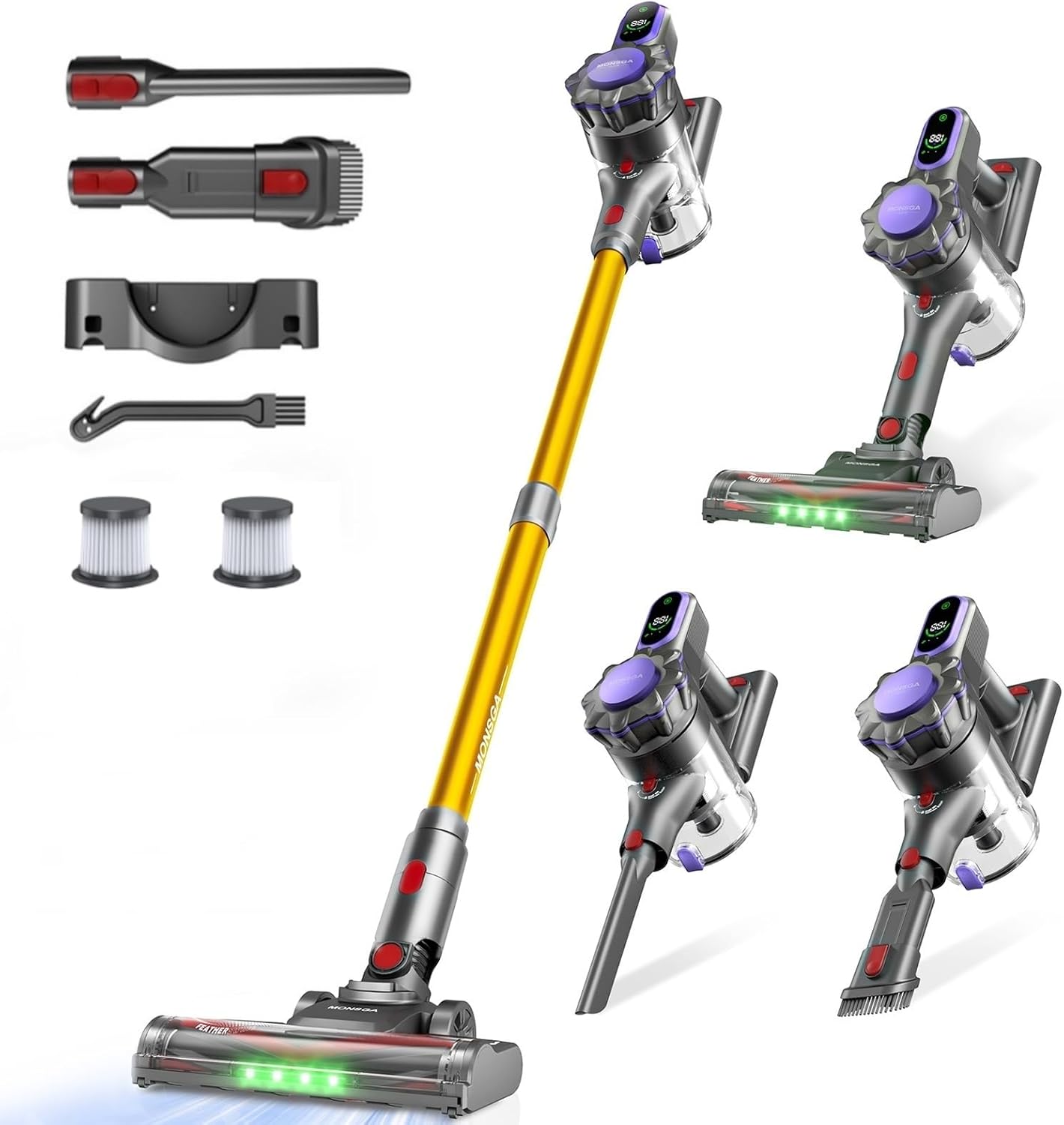MONSGA Cordless Vacuum Cleaner with 45KPa Suction Power