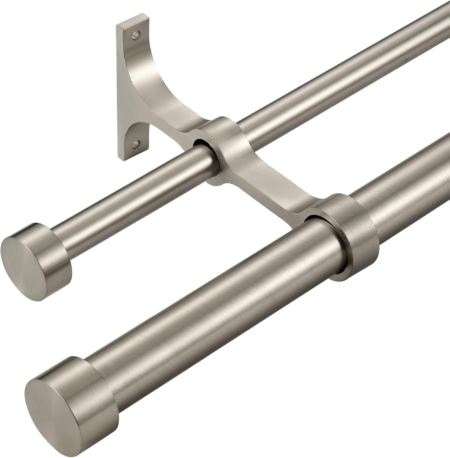 Double Curtain Rods with Aluminum End Caps for Stylish Windows