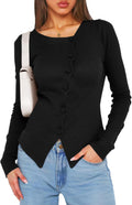 Cicy Bell Womens Long Sleeve Asymmetrical Tops for Fall Style