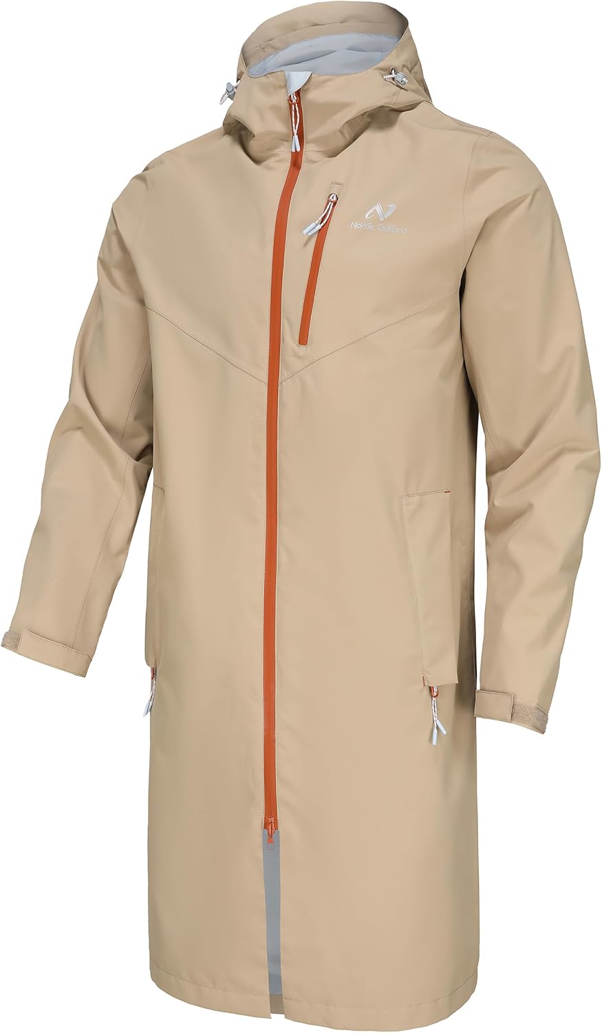 Waterproof Breathable Long Rain Jacket for Outdoor Activities