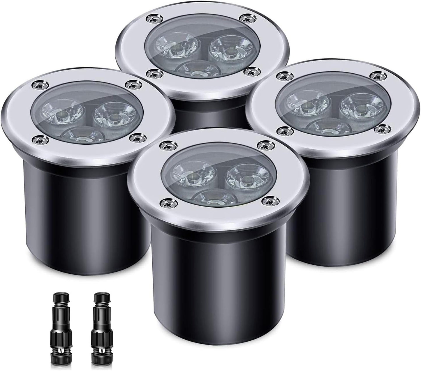 4 Pack 3W 12V Low Voltage In-ground Lights for Outdoor Use