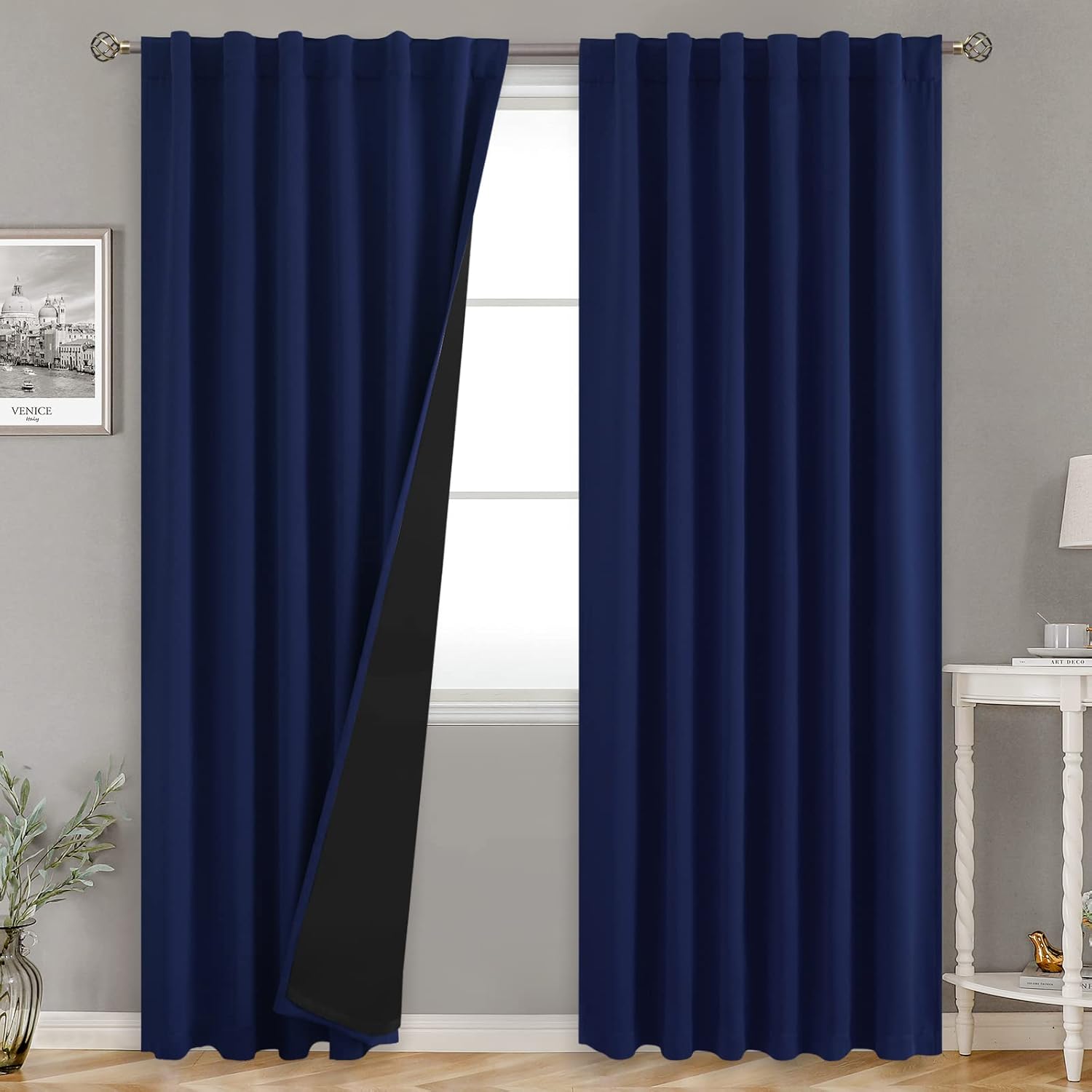 BGment Navy Blue 100% Blackout Curtains for Total Darkness