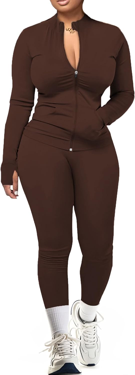 UOUA Two Piece Outfits Women Tracksuit Set for Gym Workout