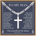 Silver Figaro Chain Stainless Steel Cross Necklace - Teen Boys Gift