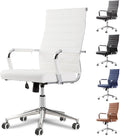 Okeysen White Office Desk Chair - Ergonomic Leather Executive Seating