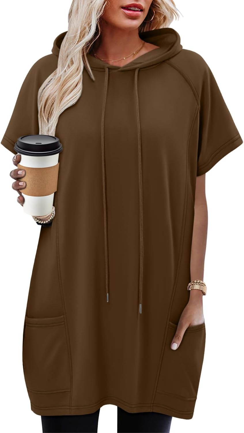 KISSMODA Plus Size Hoodie Tunic with Pockets