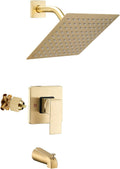 GGStudy Shower Faucet Set Brushed Gold with 8in Square Rainfall Head