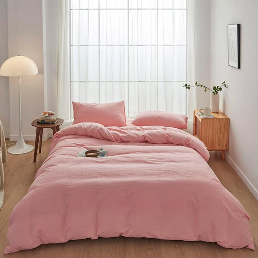 FACE TWO FACE Queen Bedding Duvet Cover Set in Light Pink