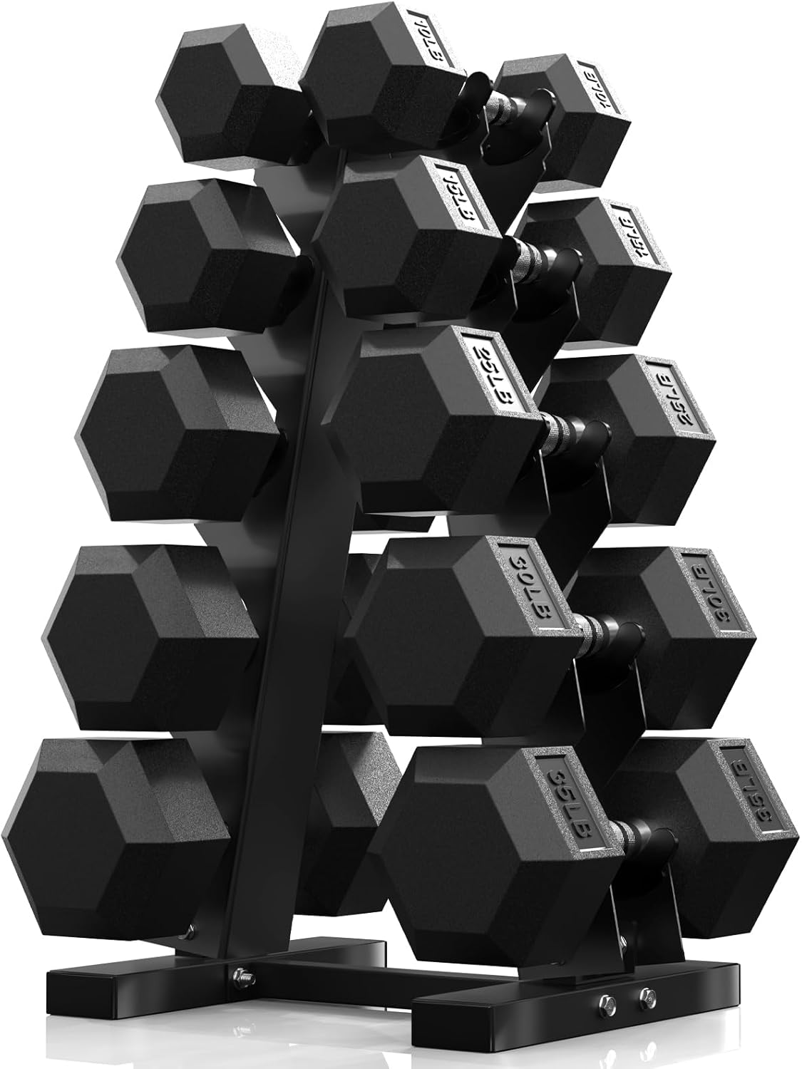PAPABABE Hex Dumbbell Sets with Rack for Strength Training