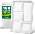 Gezond 100% Compostable 5 Compartment Plates 12.5 x 8.6 in - Durable