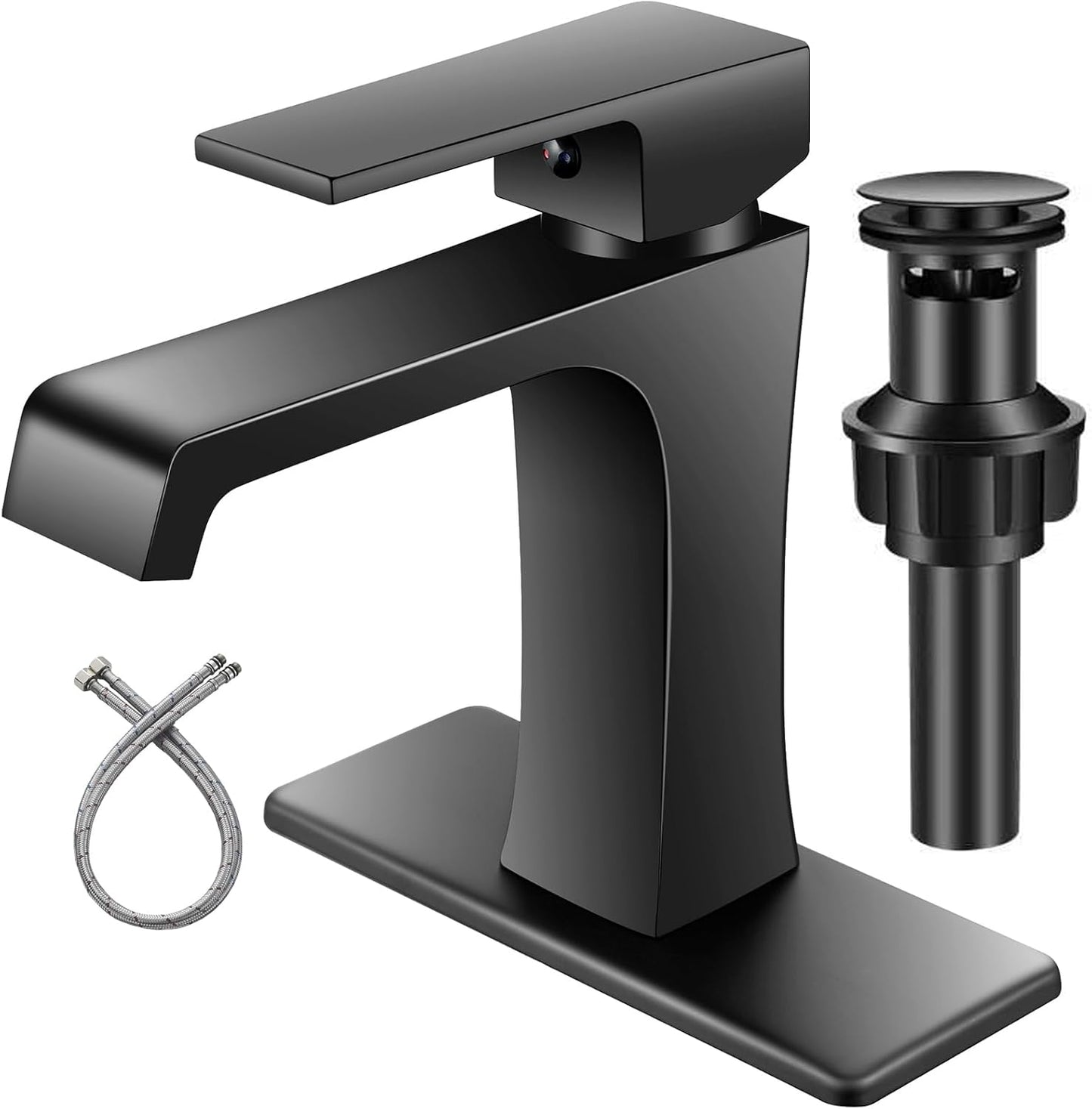 Matte Black Single Hole Bathroom Faucet for Modern Sinks