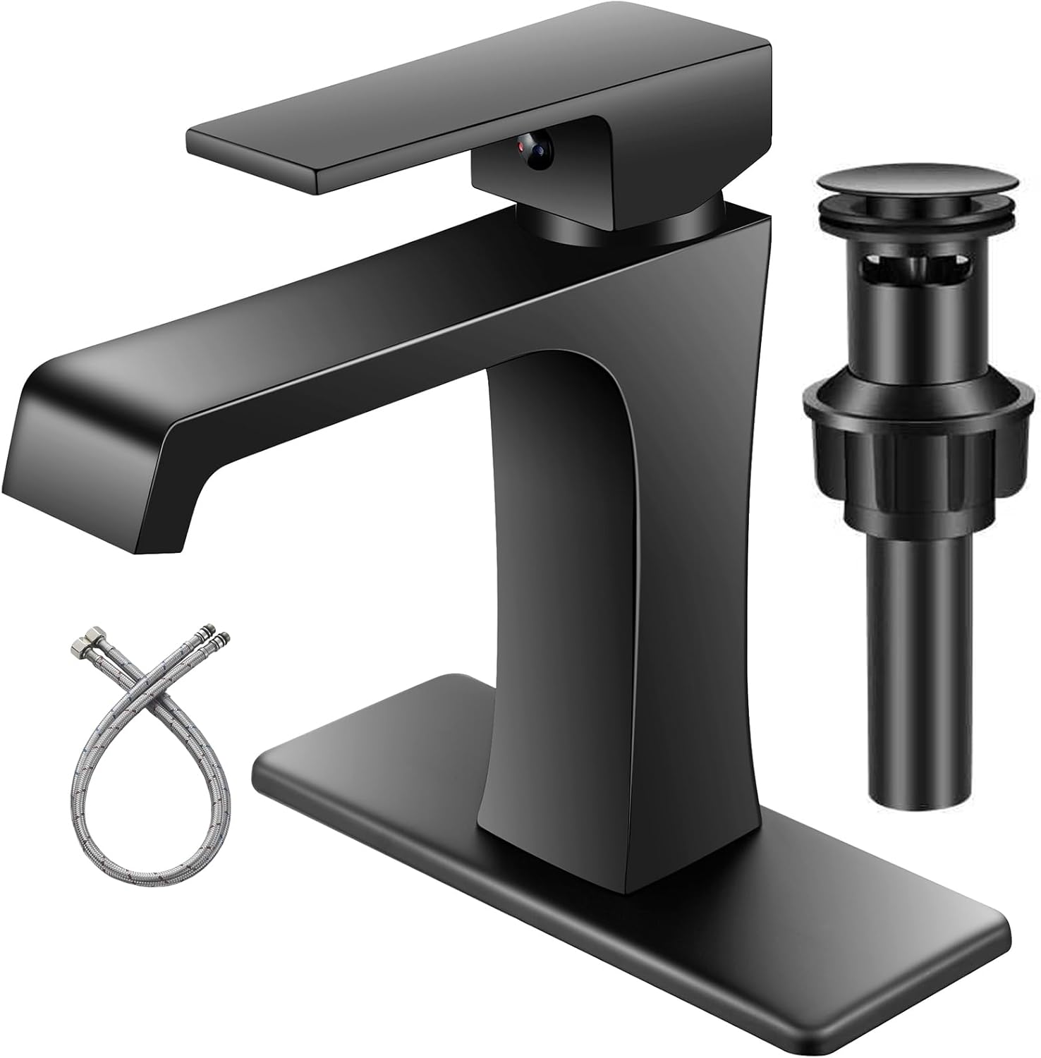 Matte Black Single Hole Bathroom Faucet for Modern Sinks