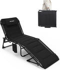 Outdoor Folding Lounge Chair Padded for Adults with Pillow Pocket