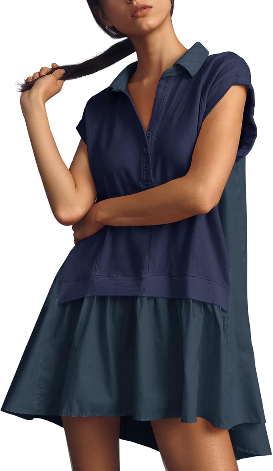 Fisoew Womens Summer Sweatshirt Dress with Unique Patchwork Style