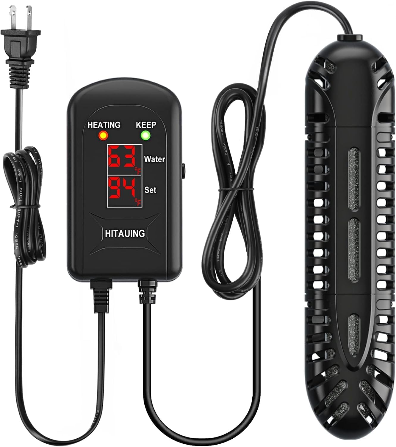 100W HiTauing Aquarium Heater - LED Display, 5 Safety Features!
