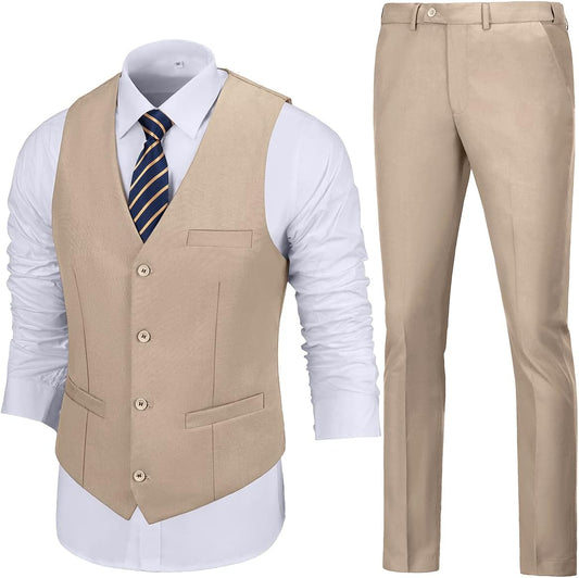 Mens Slim Fit 2 Piece Suit Set for Weddings and Formal Events